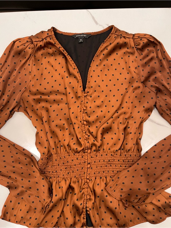 Banana Republic Tops - Vintage hazelnut satin polka dot blouse